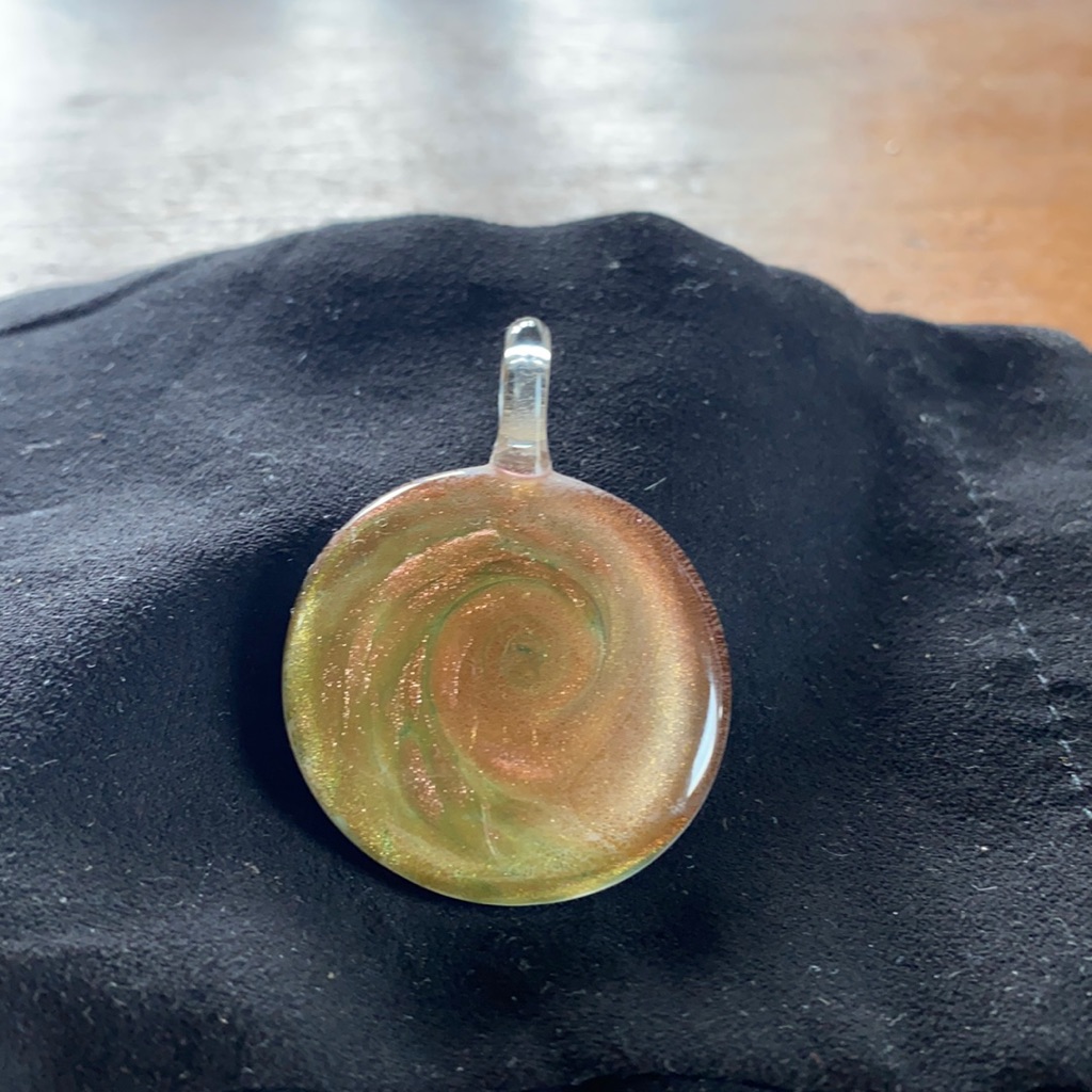 Murano Glass Metallic Swirl White Back Pendant